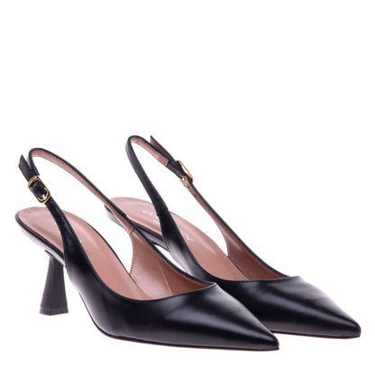 Escarpins slingback en cuir nappa noir