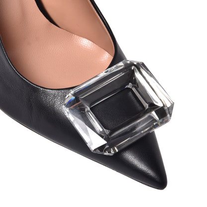 Escarpins slingback en cuir nappa noir