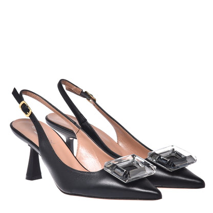 Escarpins slingback en cuir nappa noir