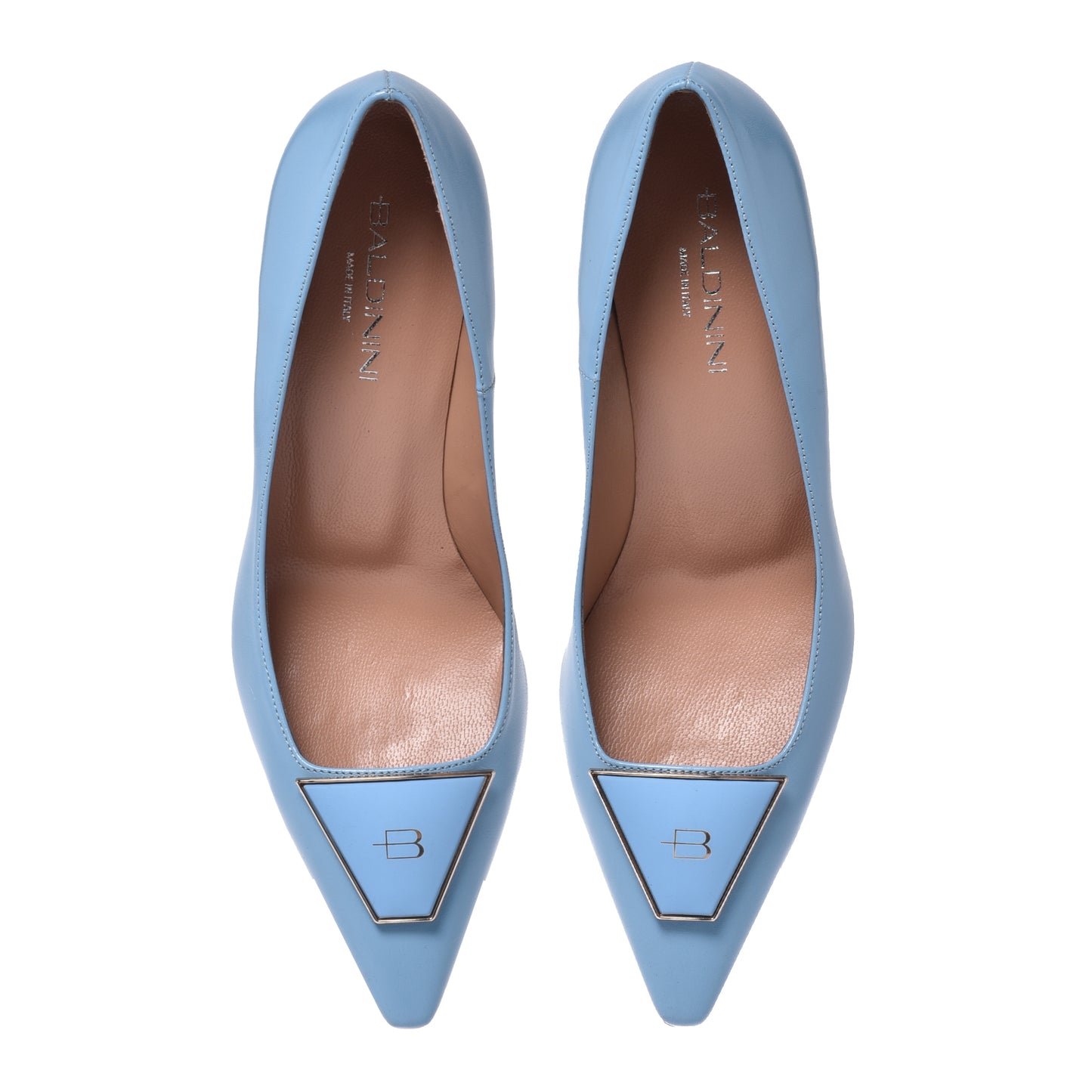 Court shoe in blue nappa leather