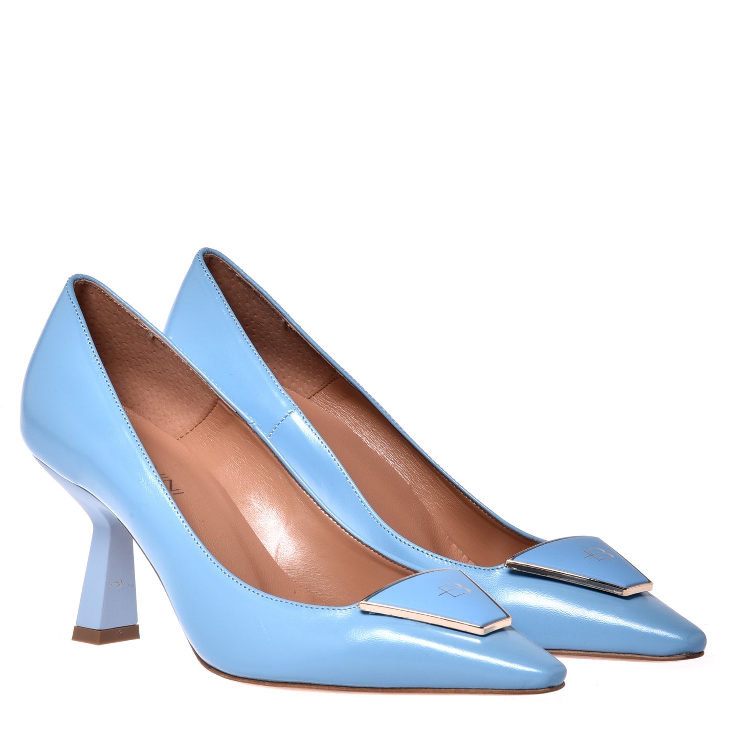 Court shoe in blue nappa leather