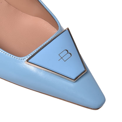 Court shoe in blue nappa leather