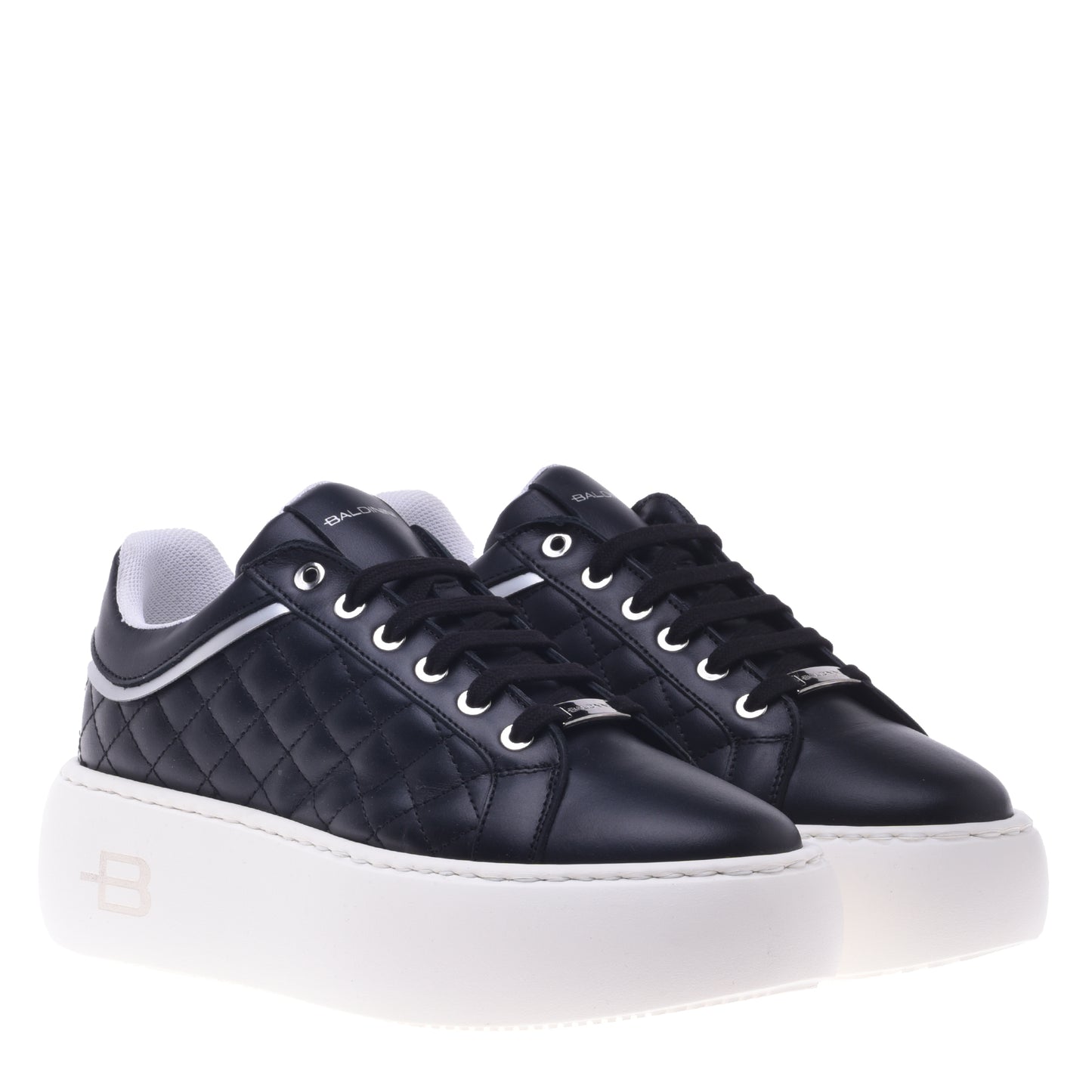 Sneakers noires en cuir matelassé