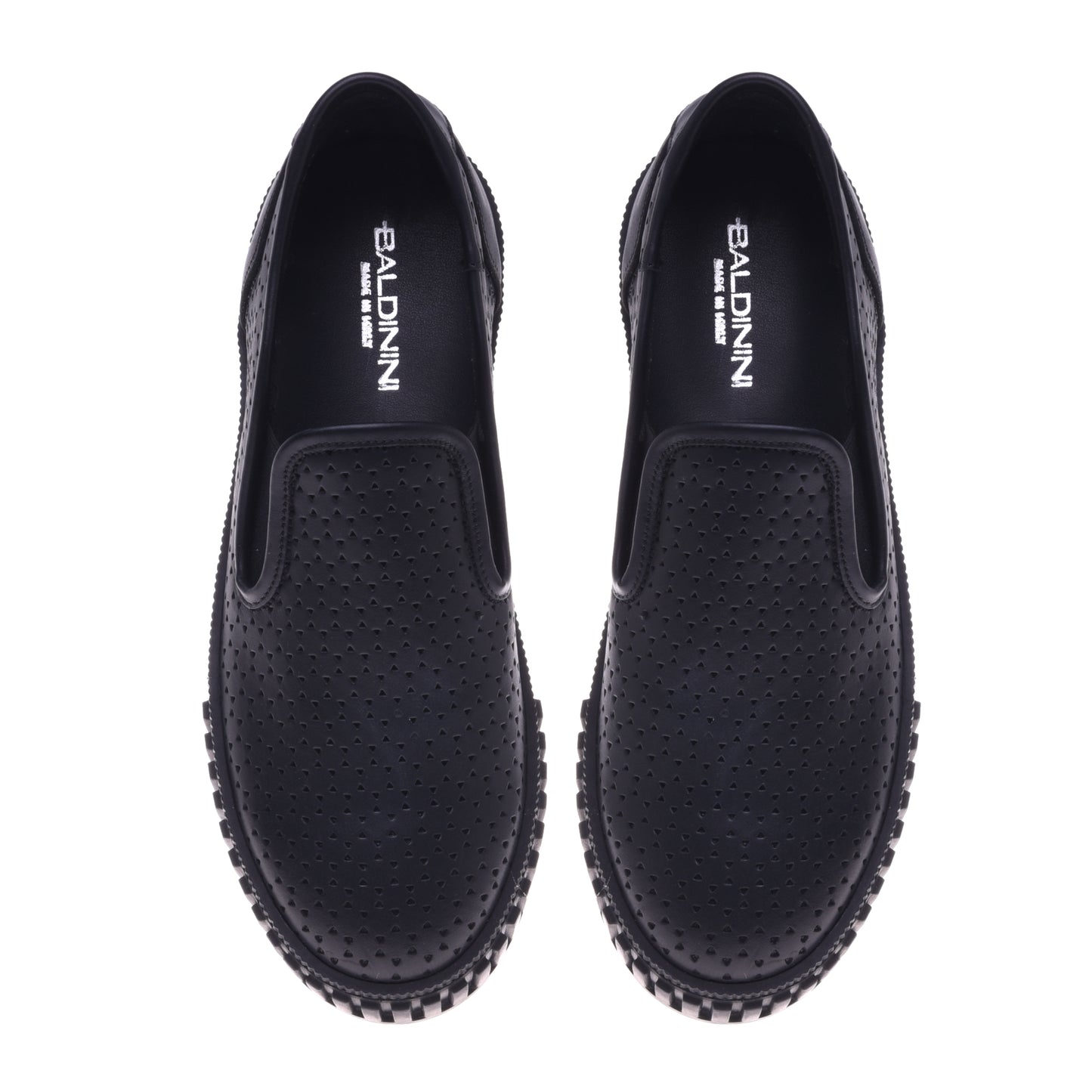 Mocassins noirs en cuir nappa perforé