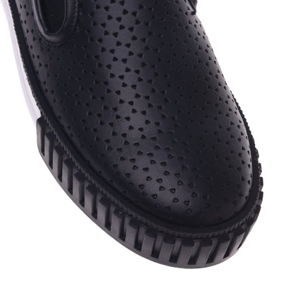 Mocassins noirs en cuir nappa perforé