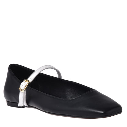 Ballerines en cuir nappa noir et blanc