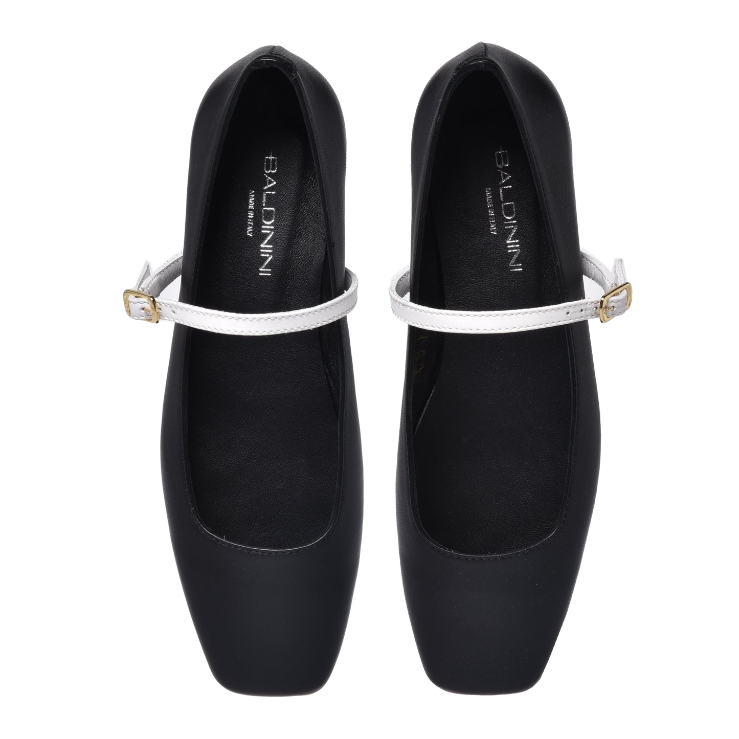 Ballerines en cuir nappa noir et blanc