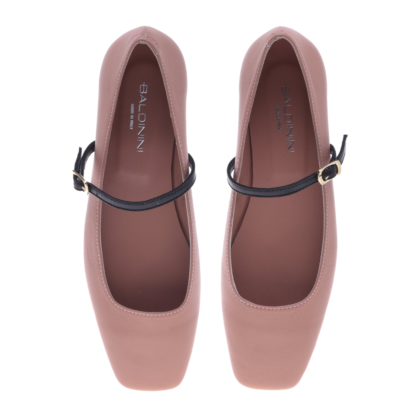 Ballerines en cuir nappa nude et noir