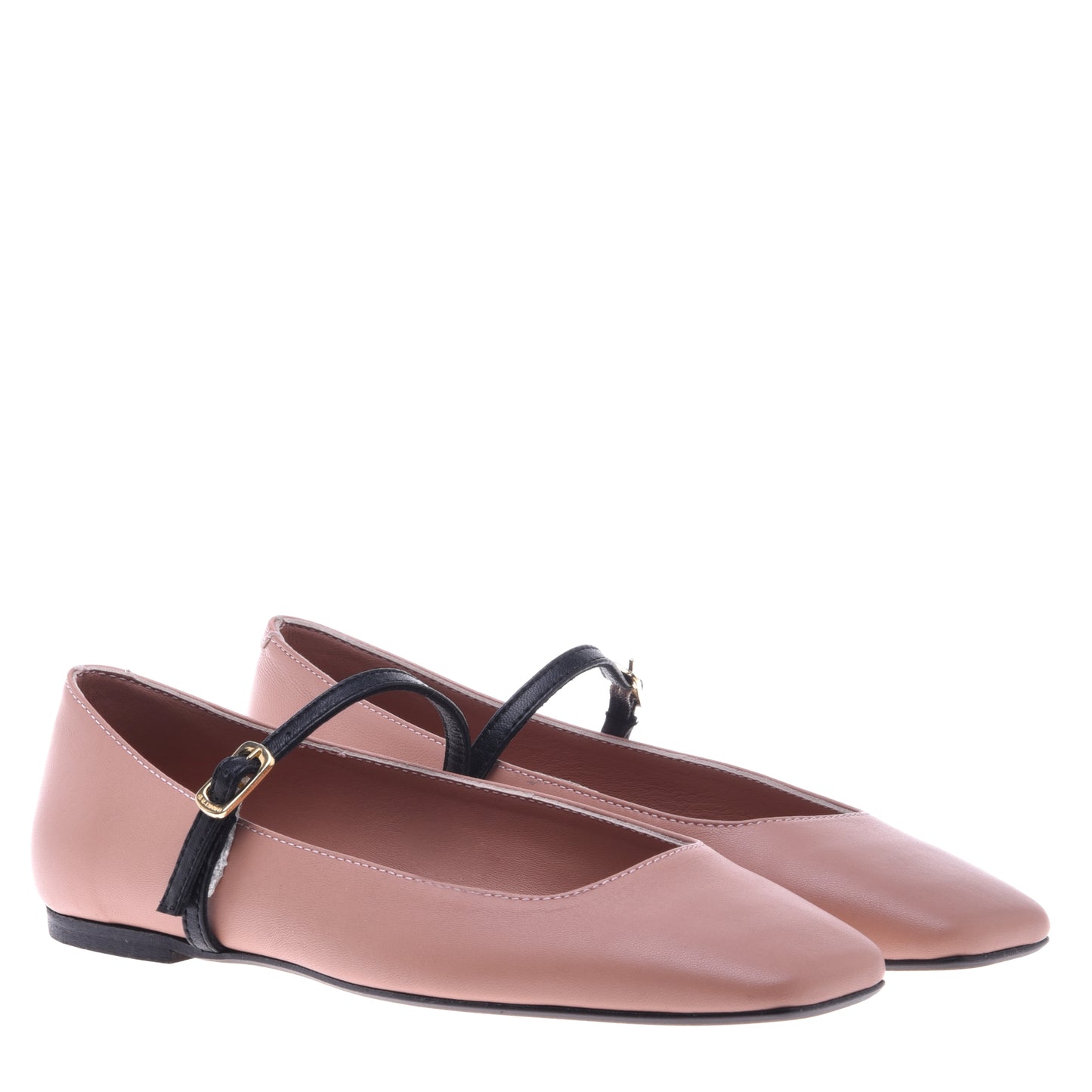 Ballerines en cuir nappa nude et noir