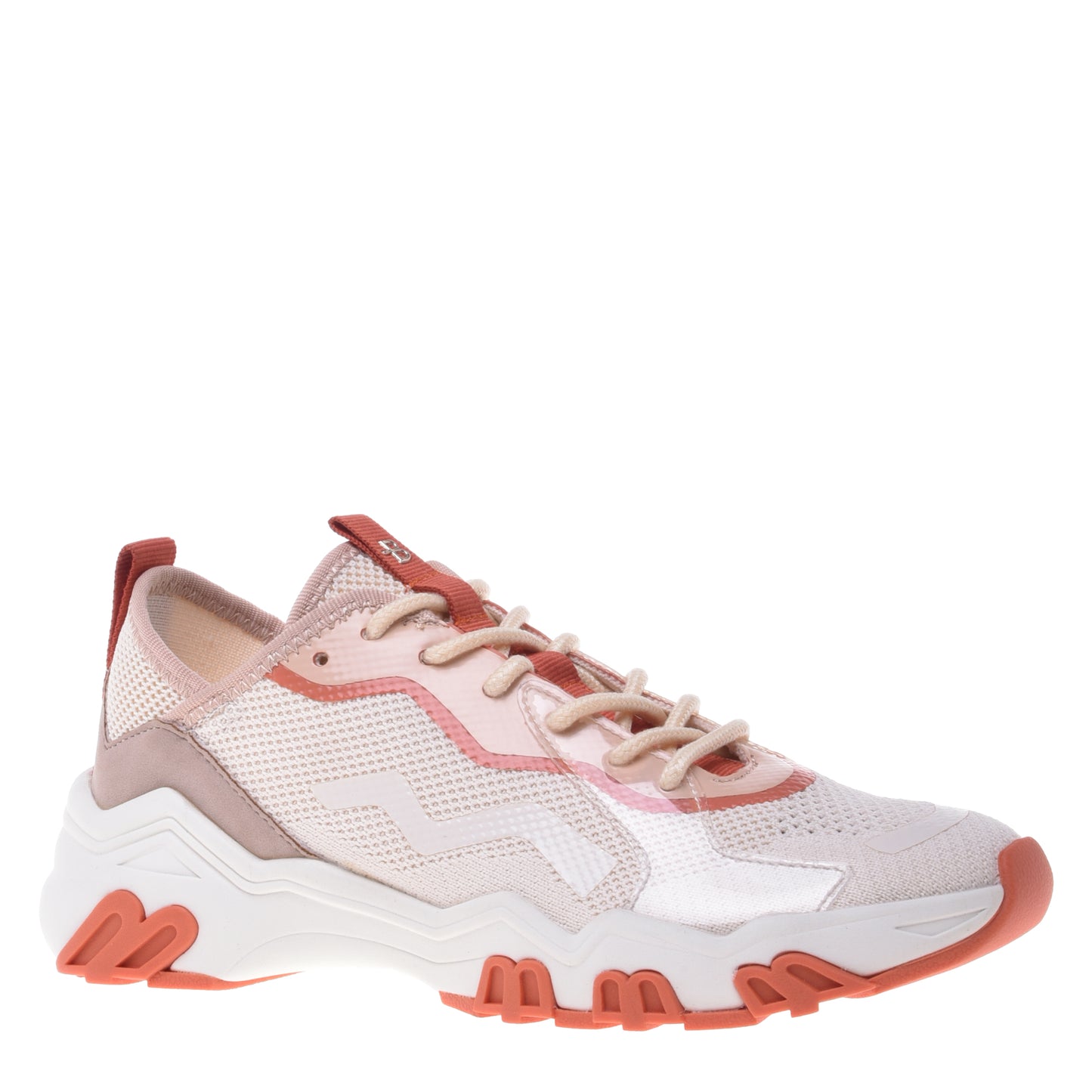 Sneakers orange et rose en éco-cuir