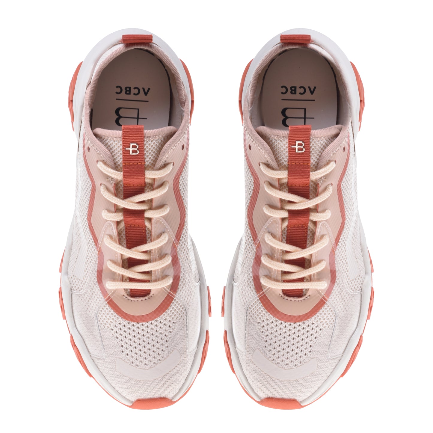 Sneakers orange et rose en éco-cuir
