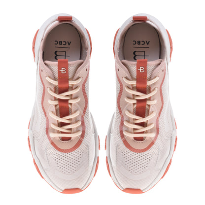Sneakers orange et rose en éco-cuir