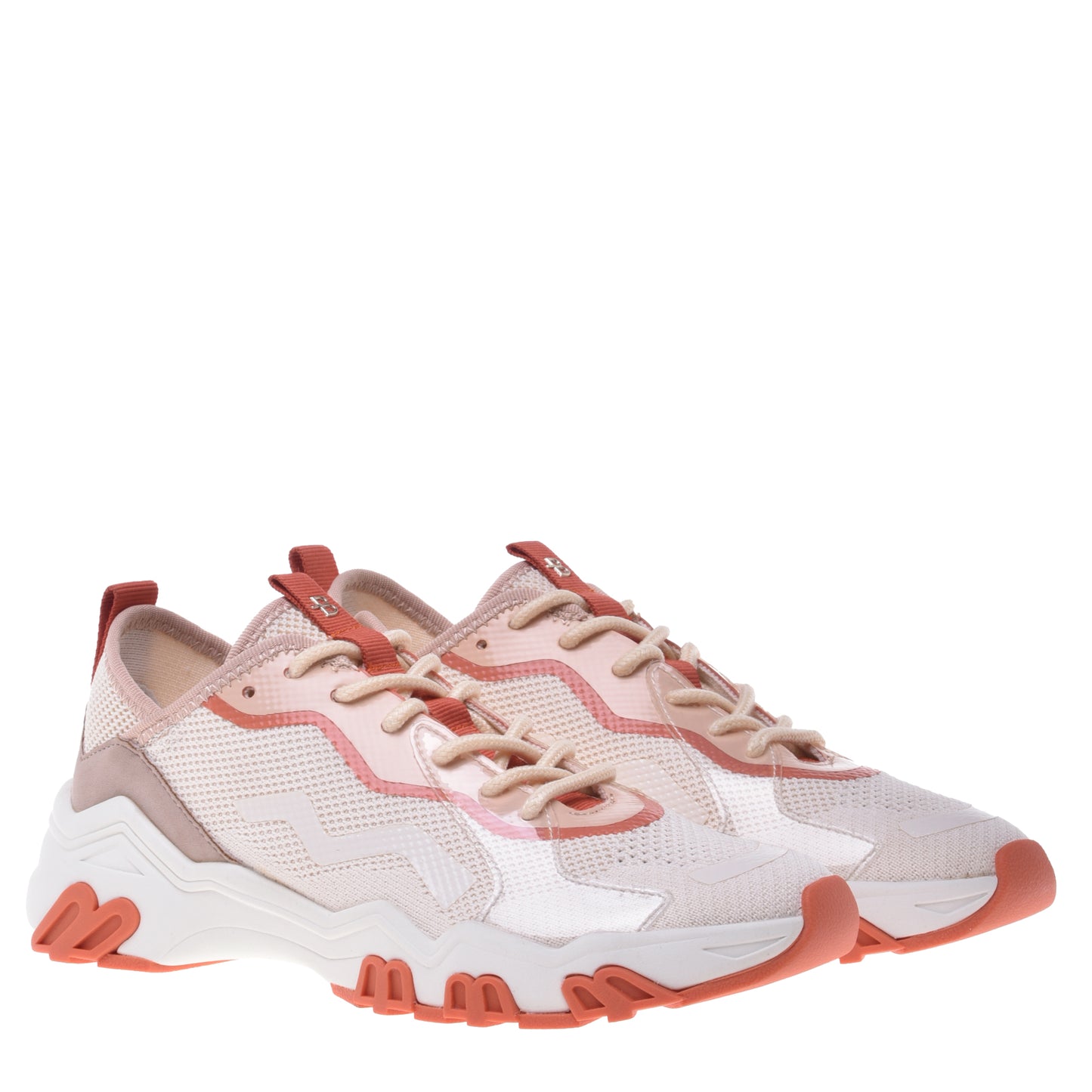 Sneakers orange et rose en éco-cuir