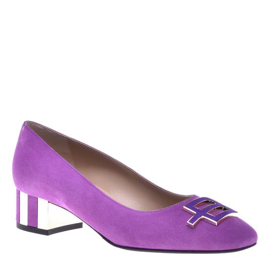 Dècolleté in camoscio viola