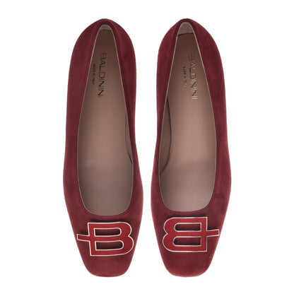 Ballerines en daim rouge
