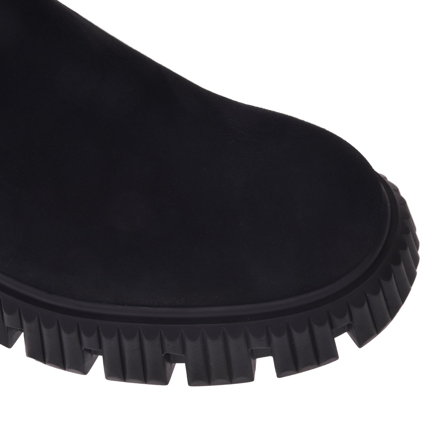 Boots in black eco-leather and suede