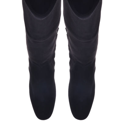 Boots in black eco-leather and suede