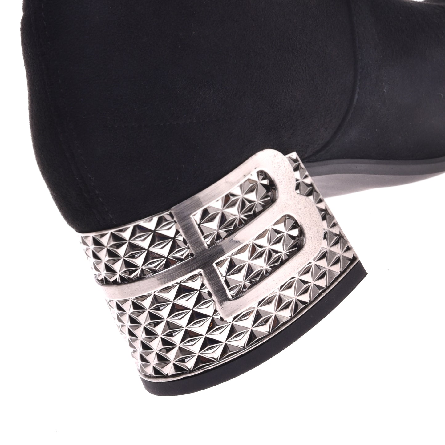 Boots in black eco-leather and suede