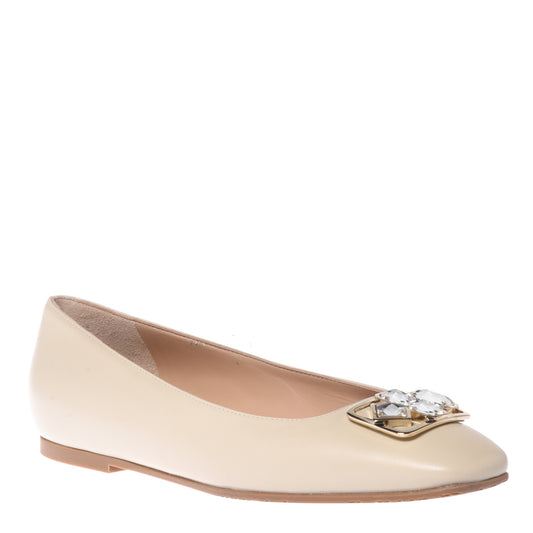 Ballerines en cuir vanille