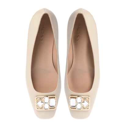 Ballerines en cuir vanille