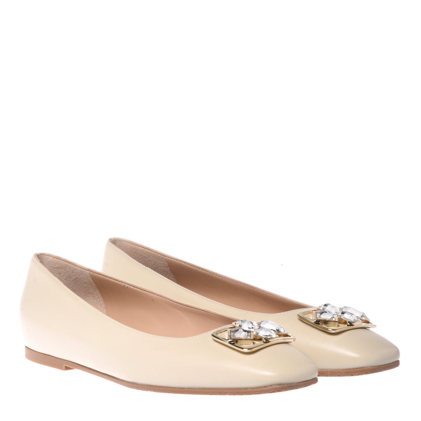Ballerines en cuir vanille