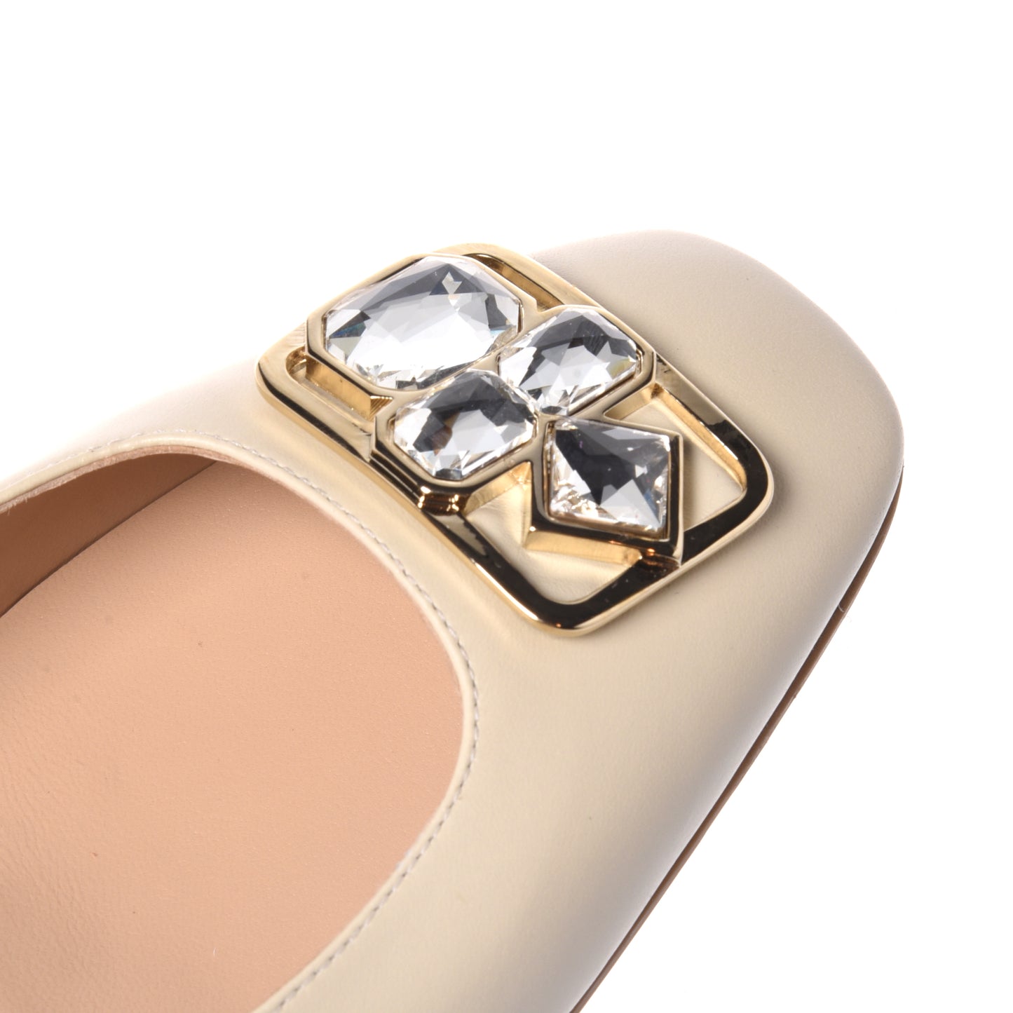 Ballerines en cuir vanille