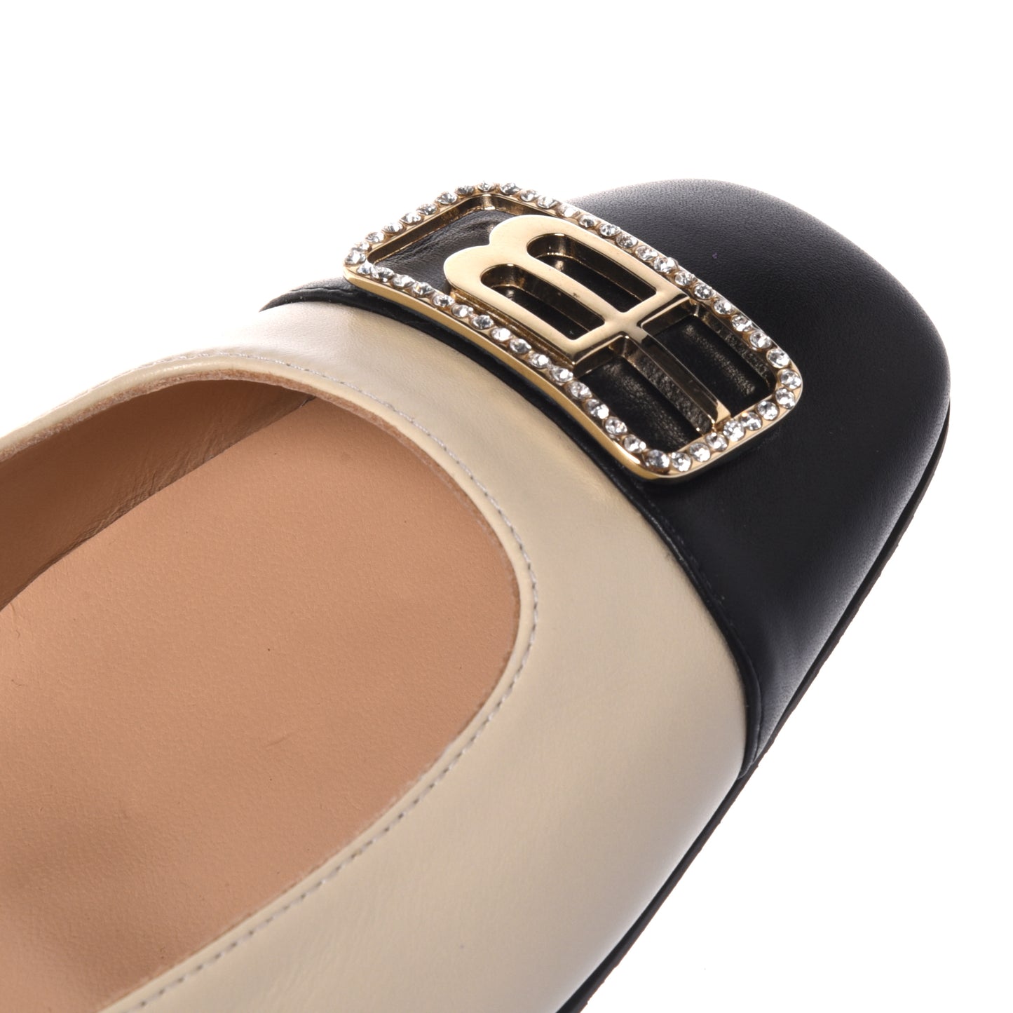 Ballerines en cuir noir et vanille