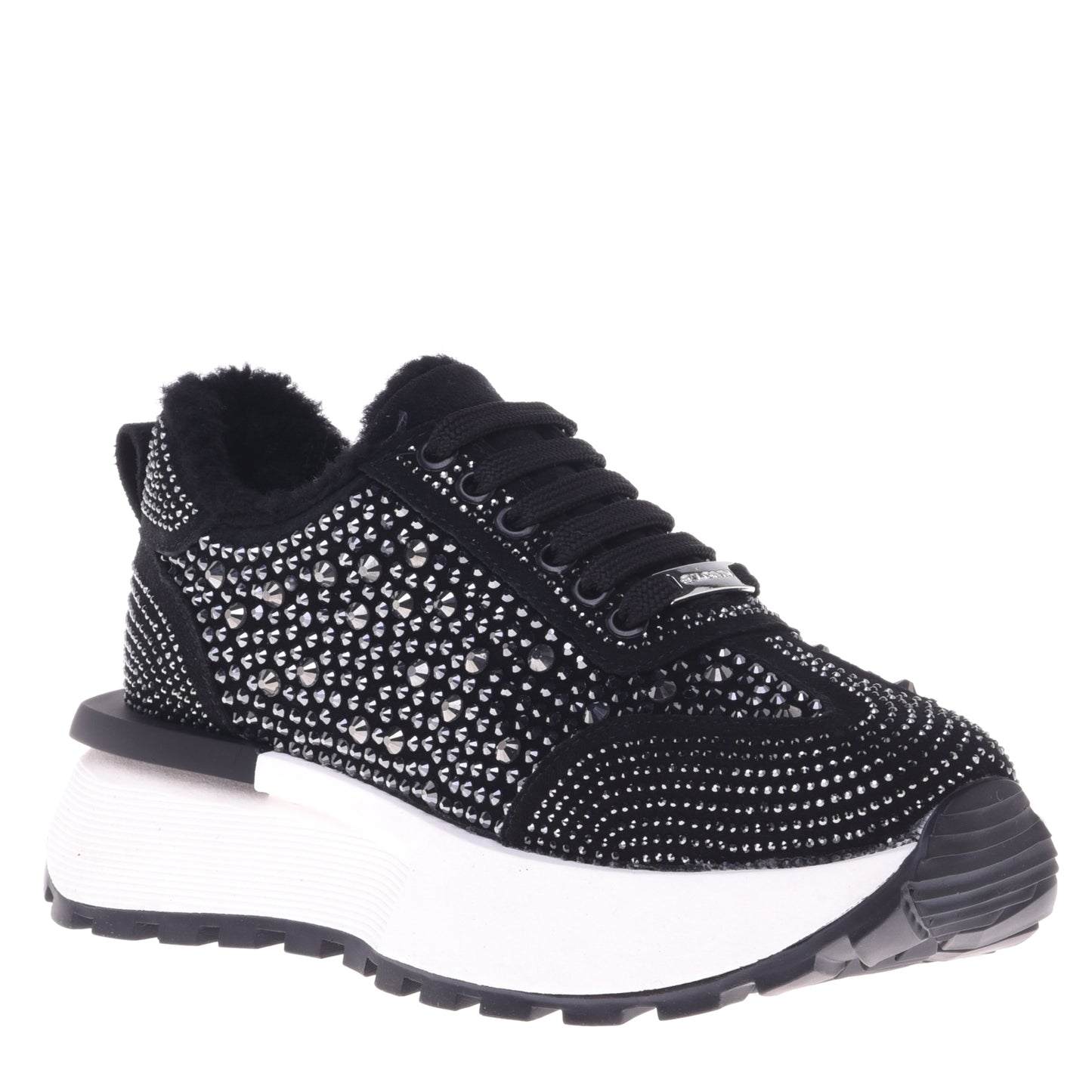 Baskets en strass et daim noir