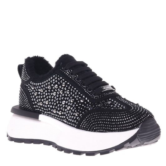 Baskets en strass et daim noir