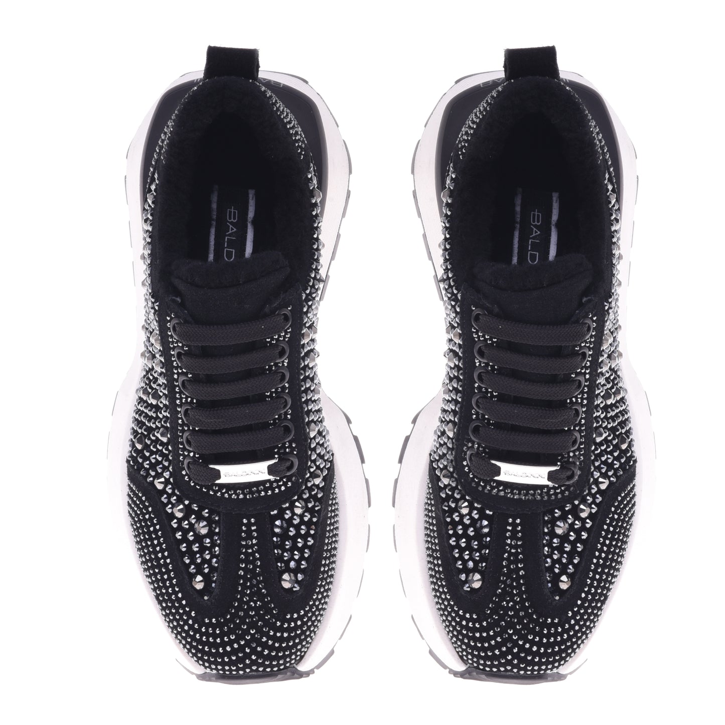 Baskets en strass et daim noir