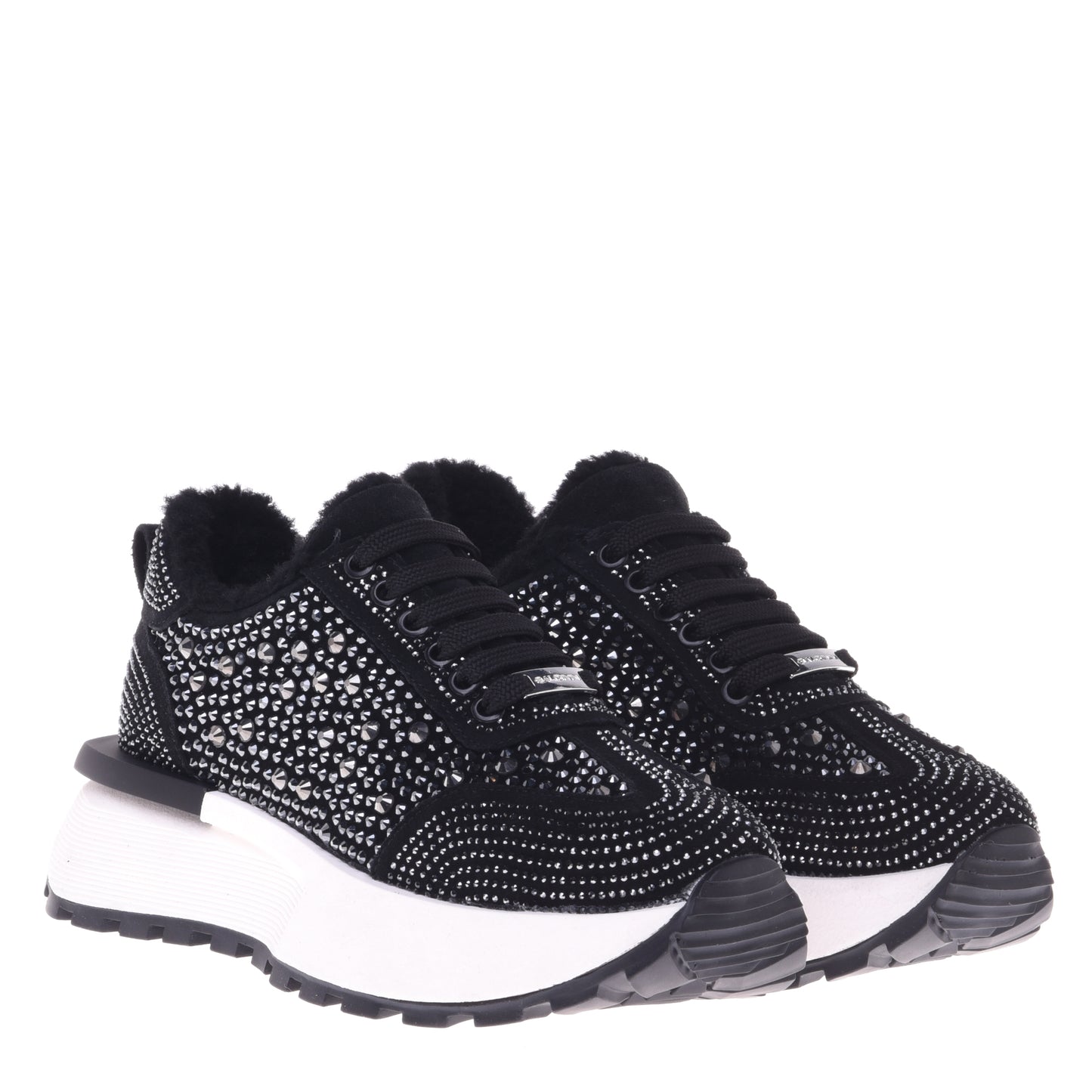 Baskets en strass et daim noir