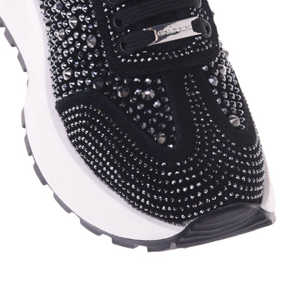 Baskets en strass et daim noir