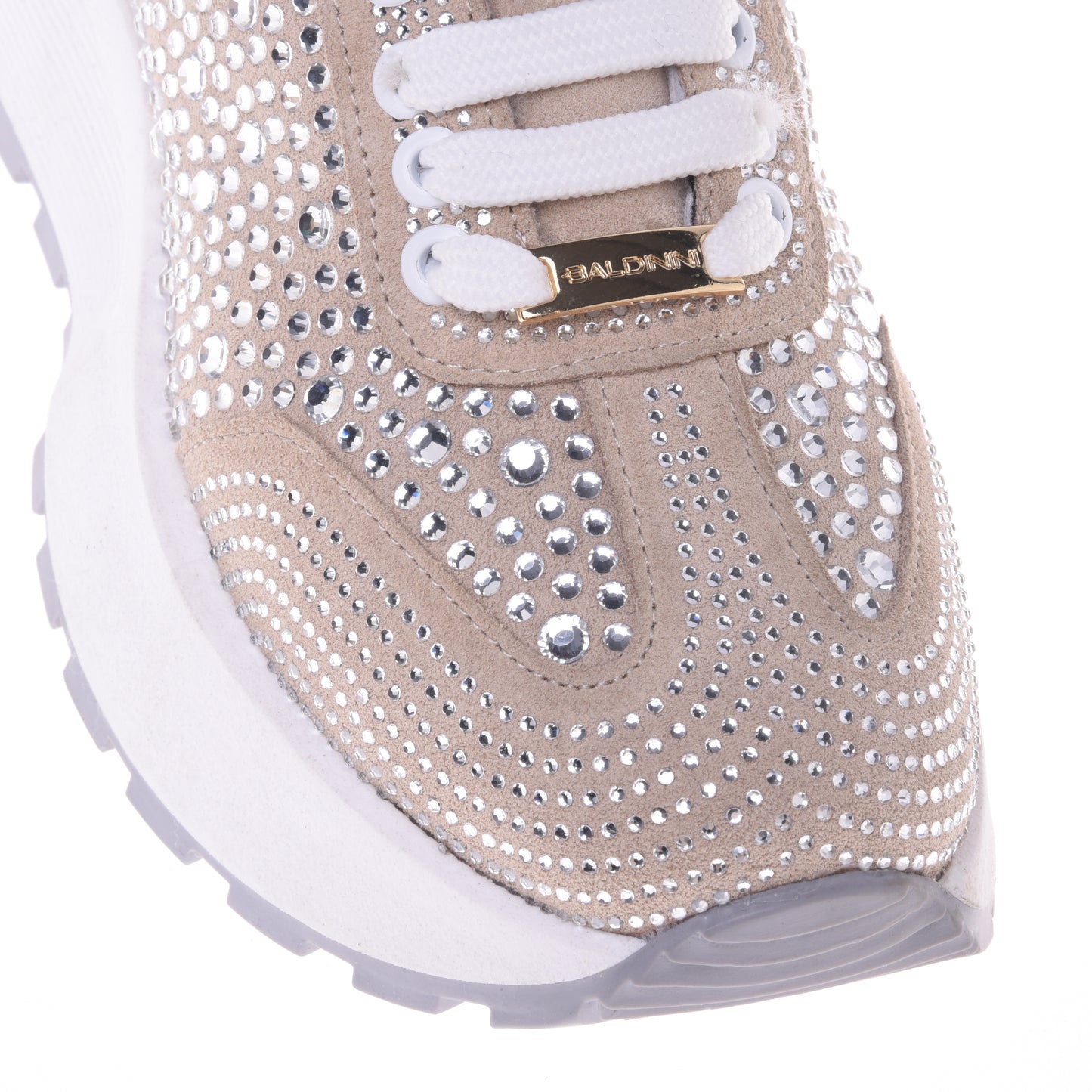 Baskets en strass et daim vanille
