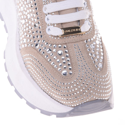 Baskets en strass et daim vanille
