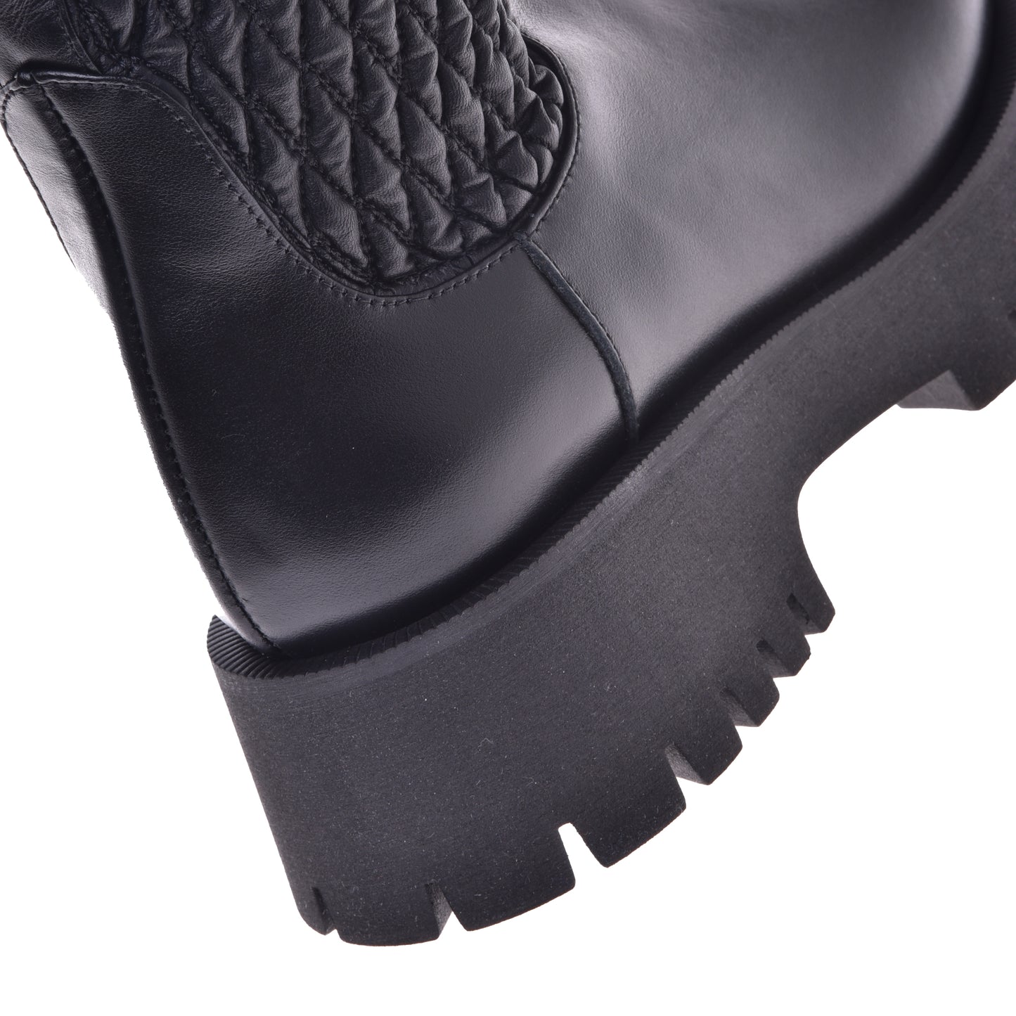 Boots in stretchy eco-nappa and black leather
