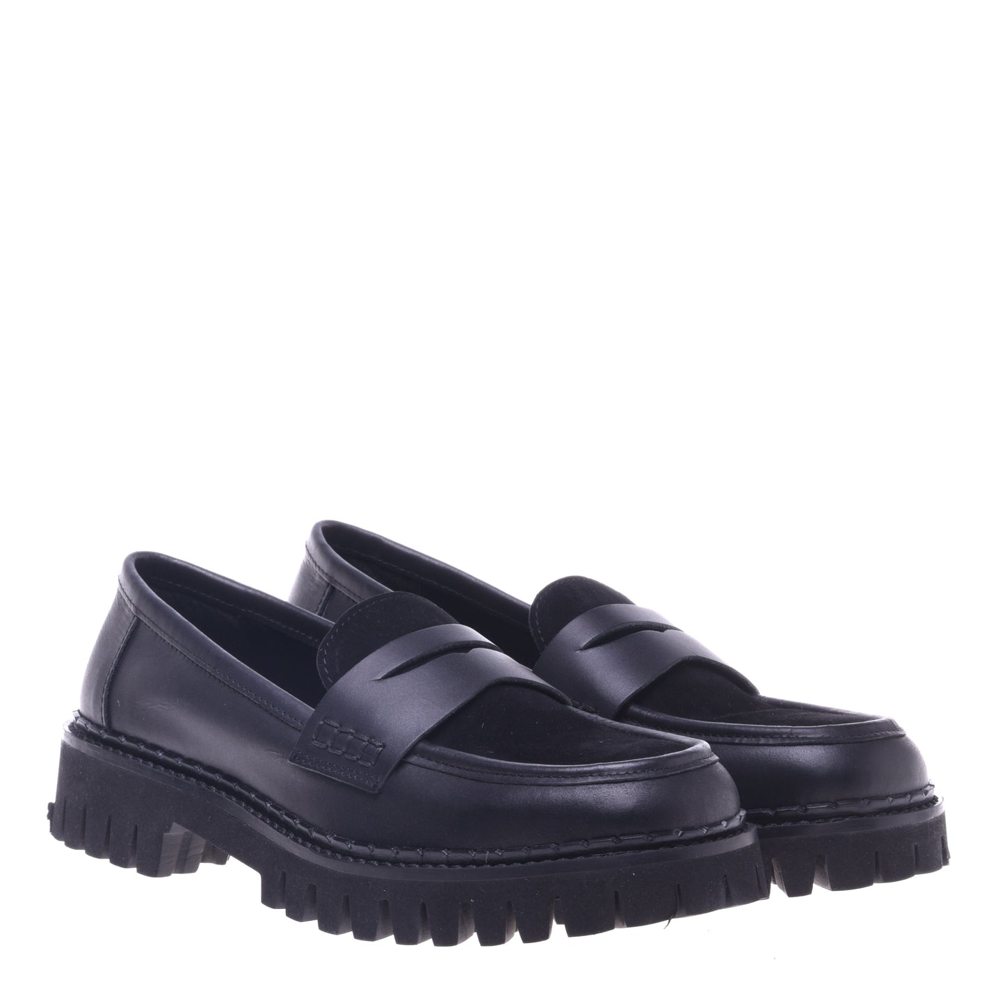 Mocassins noirs en cuir et daim