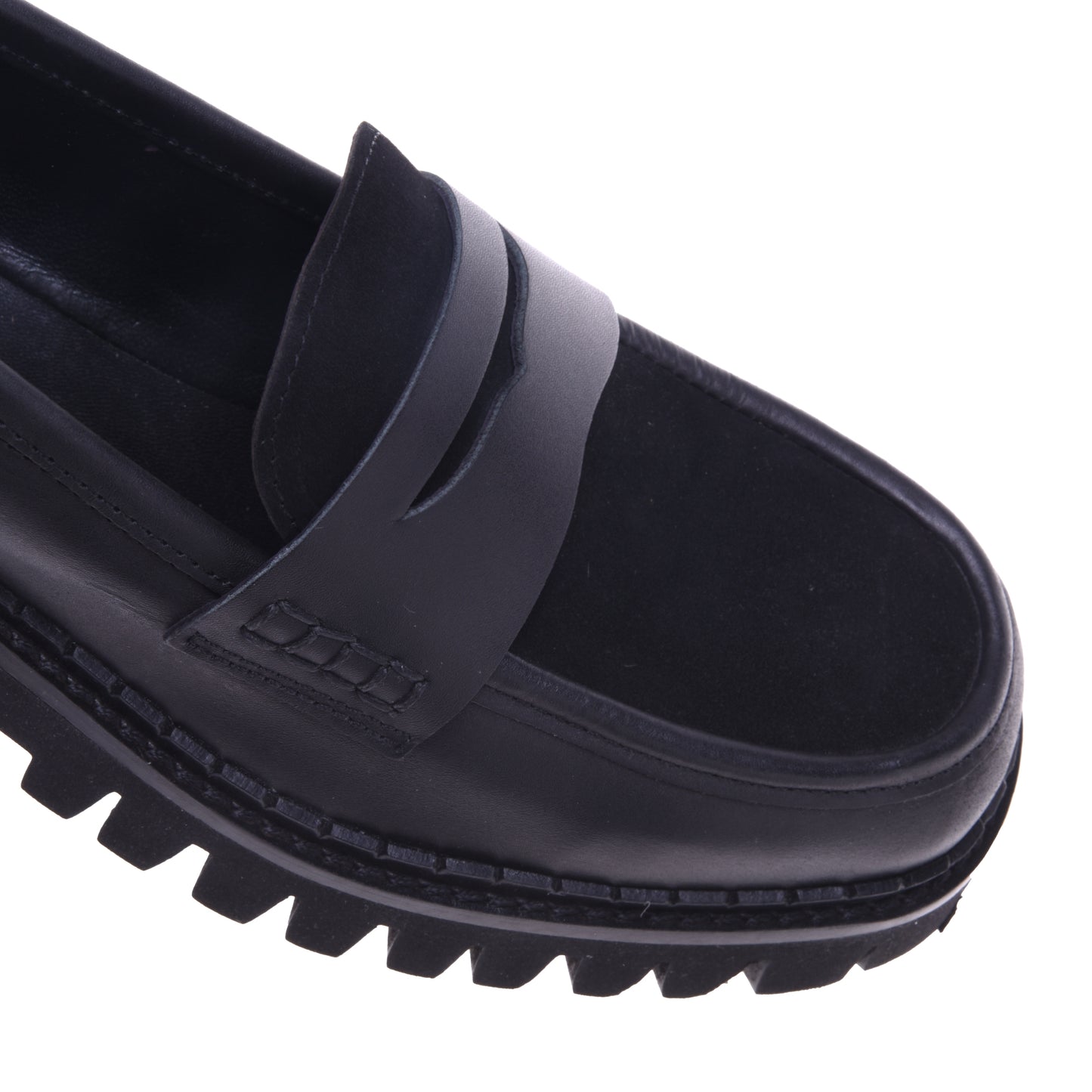 Mocassins noirs en cuir et daim