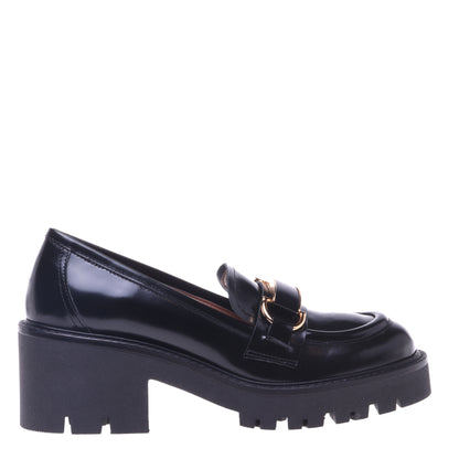 Mocassins noirs en cuir de veau brillant