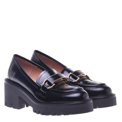 Mocassins noirs en cuir de veau brillant