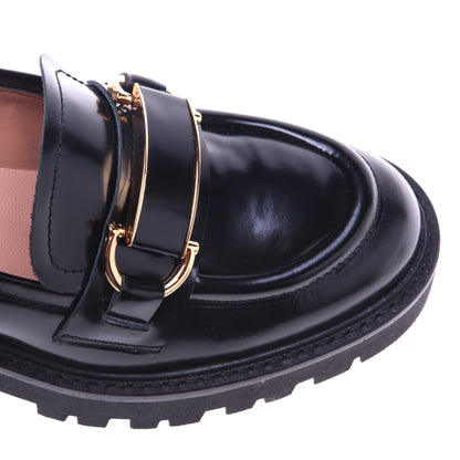 Mocassins noirs en cuir de veau brillant