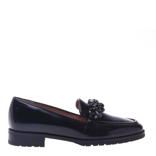 Mocassins noirs en cuir de veau brillant