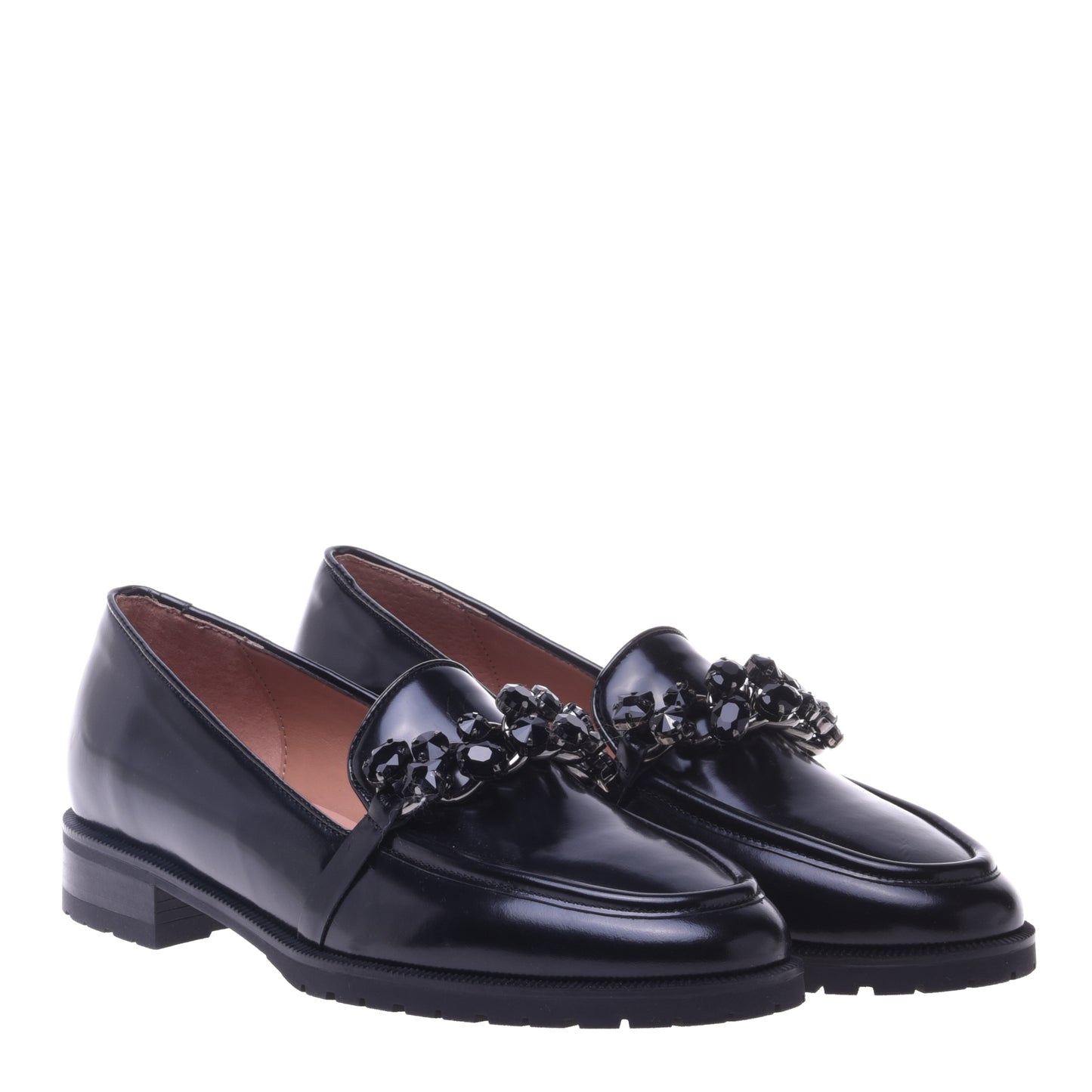 Mocassins noirs en cuir de veau brillant