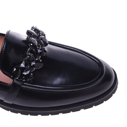 Mocassins noirs en cuir de veau brillant