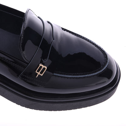 Mocassins noirs en cuir verni