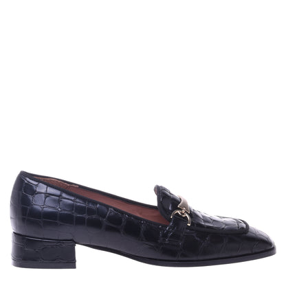 Mocassins noirs motif croco