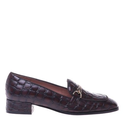 Mocassins marrons motif croco