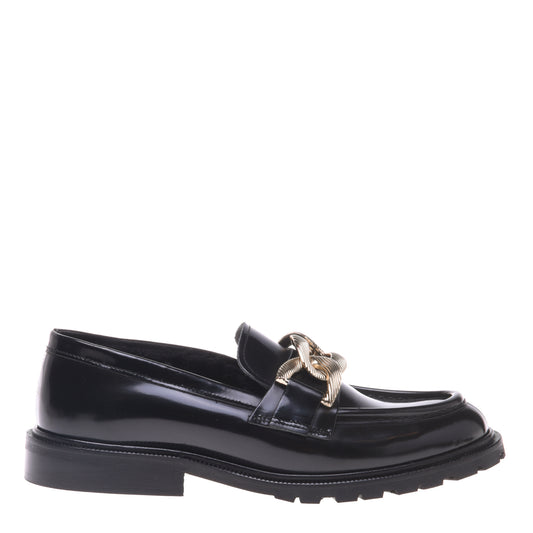 Mocassins noirs en cuir de veau brillant