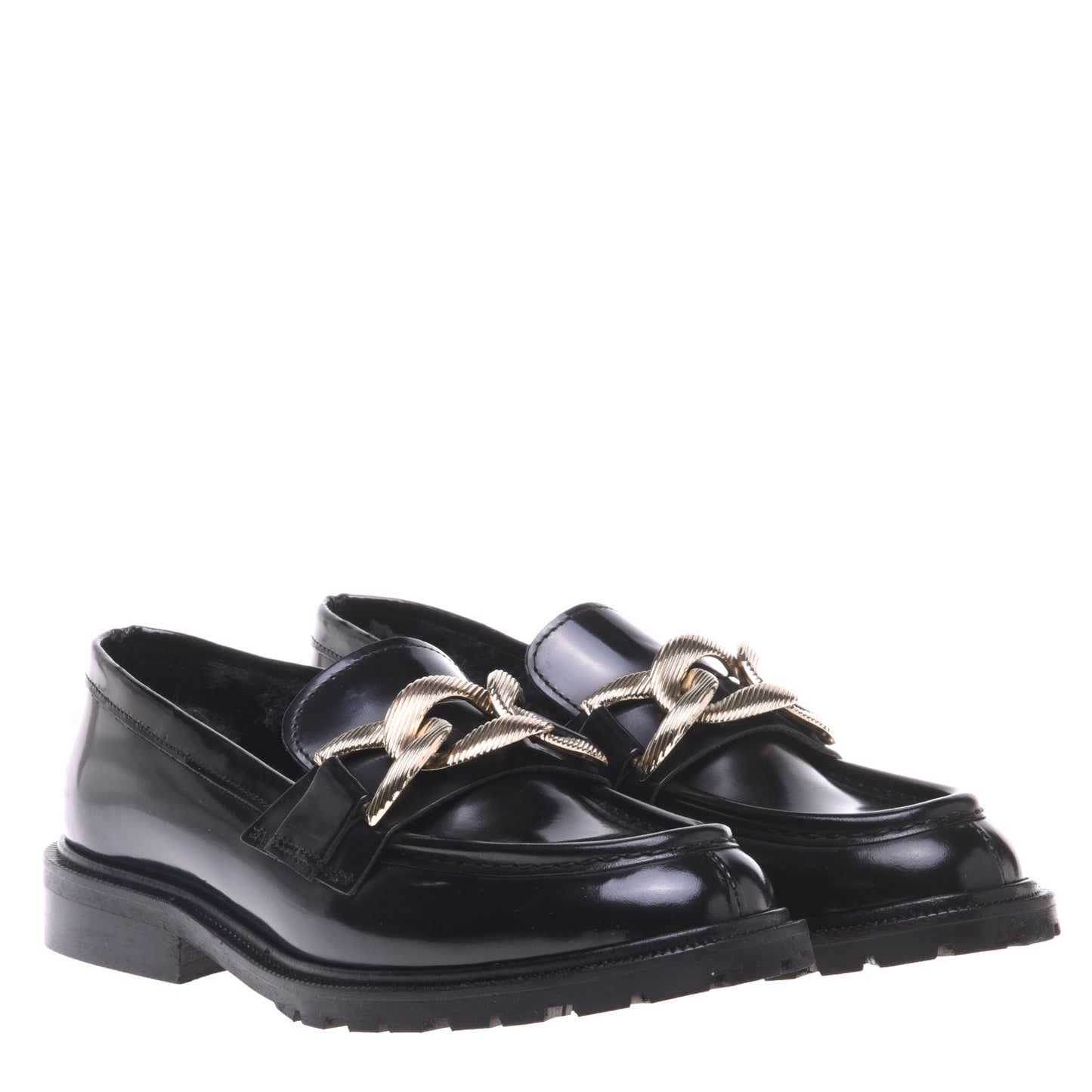 Mocassins noirs en cuir de veau brillant