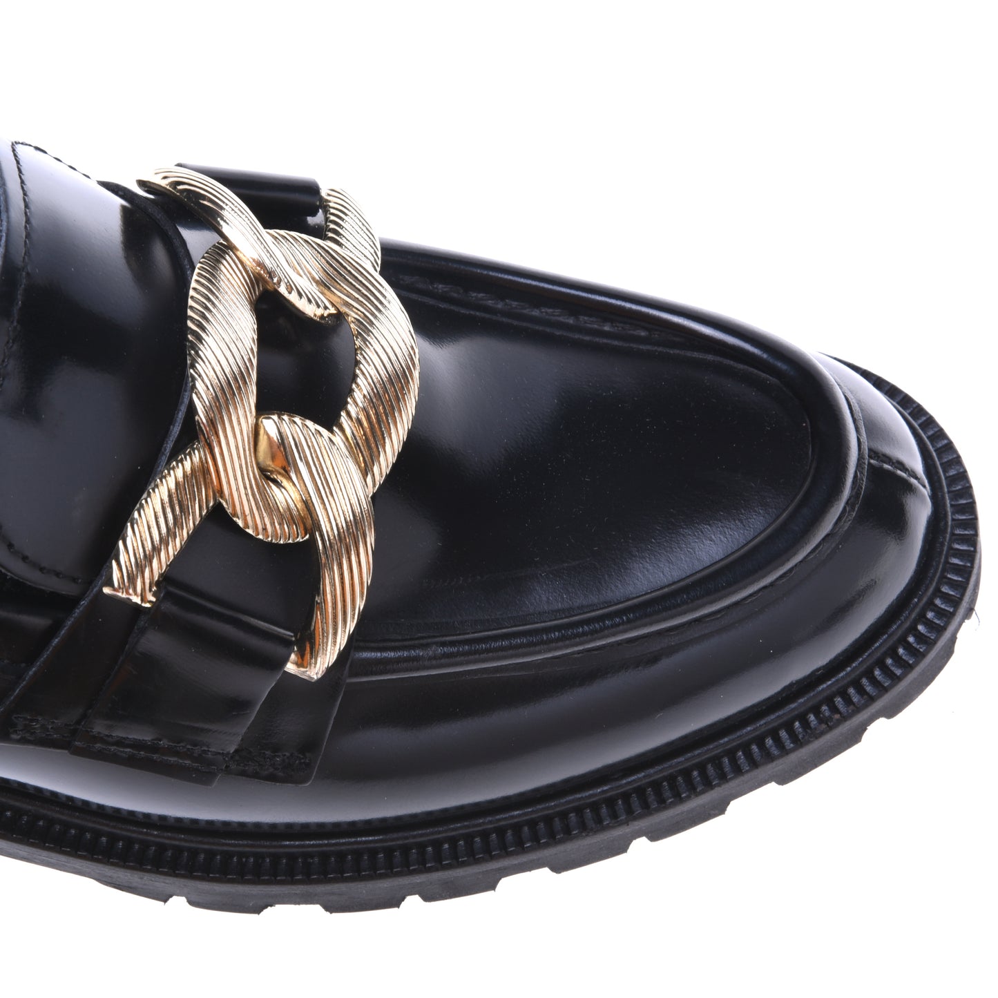 Mocassins noirs en cuir de veau brillant