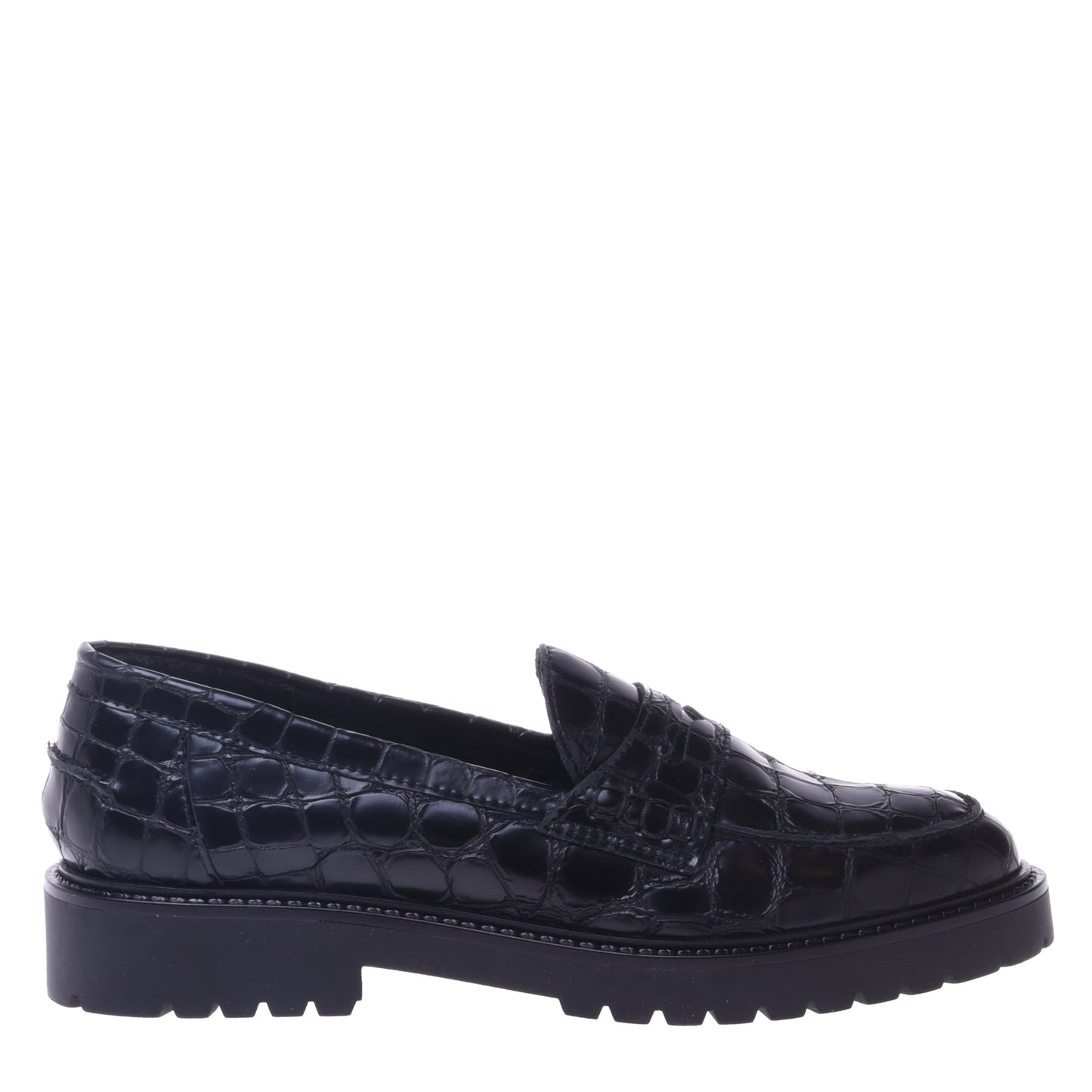 Mocassins noirs motif croco